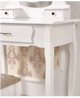 Tempo Kondela Toaletný stolík s taburetom LINET NEW |  biela - strieborná