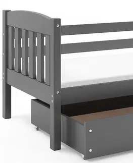 BMS Detská posteľ KUBUŠ 1 s úložným priestorom | sivá Farba: Sivá / biela, Rozmer.: 190 x 80 cm