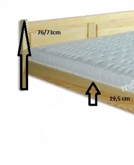 Drewmax Manželská posteľ - masív LK115 | 180 cm borovica Farba: Dub