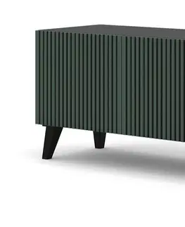 ARTBm TV stolík RAVENNA F 4D 200  | čierna matná / zelená Prevedenie: Čierny mat / zelená / zlatá kovová podnož