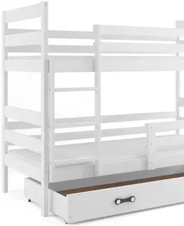 BMS Detská poschodová posteľ ERYK | biela Farba: biela / modrá, Rozmer.: 200 x 90 cm