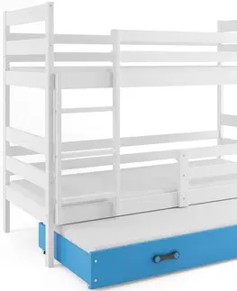 BMS Detská poschodová posteľ s prístelkou ERYK 3 | biela Farba: biela / ružová, Rozmer.: 190 x 80 cm