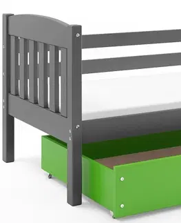 BMS Detská posteľ KUBUŠ 1 s úložným priestorom | sivá Farba: Sivá / Modrá, Rozmer.: 200 x 90 cm