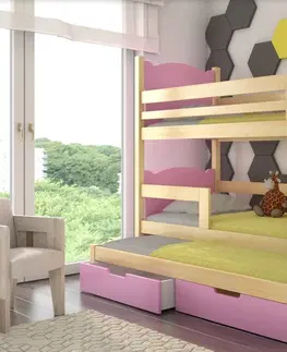 ArtAdrk Detská poschodová posteľ LETICIA Farba: Borovica / modrá