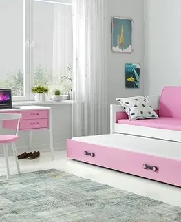 BMS Detská posteľ  s prístelkou DAWID | biela 90 x 200 cm Farba: Zelená