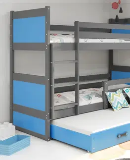 BMS Detská poschodová posteľ s prístelkou RICO 3 | sivá 80 x 190 cm Farba: Sivá
