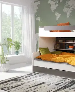 ArtBed Detská poschodová posteľ HARRY Farba: Biela/oranžová