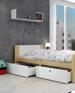 BMS Detská posteľ AREK | 80 x 200 cm farebné prevedenie: Biela / biele zásuvky