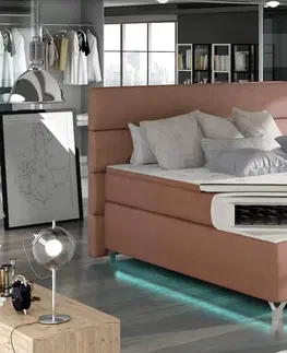 ArtElta Manželská posteľ AMADEO Boxspring s LED osvetlením | 160 x 200 cm Farba: BAO 01 - Berlin 01
