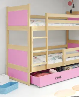 BMS Detská poschodová posteľ RICO | borovica 80 x 190 cm Farba: Ružová