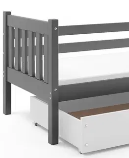 BMS Detská posteľ s úložným priestorom CARINO | 90 x 200 cm Farba: biela / sivá