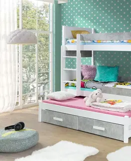 ArtBed Detská poschodová posteľ s prístelkou AUGUSTO Prevedenie: Borovica prírodná