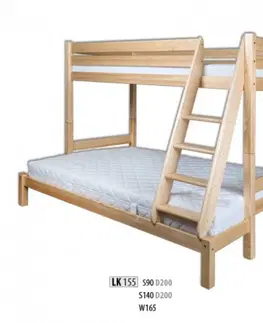 Drewmax Poschodová posteľ LK155 Morenie: Jelša