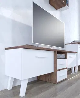 WIP TV stolík NORDIS-14 | 3D Farba: Dub sonoma tmavý/biela