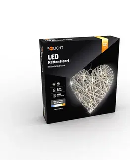 Solight LED ratanové srdce, 30x LED, 2x AA, 30 cm