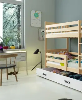 BMS Poschodová detská posteľ CARINO | 80 x 190 cm Farba: Sivá / zelená