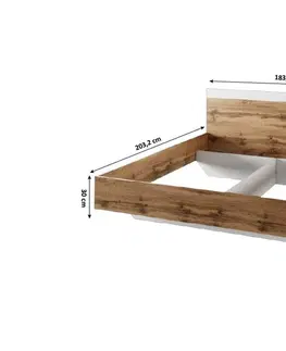Tempo Kondela Manželská posteľ GABRIELA | dub wotan / biela 160 x 200 cm