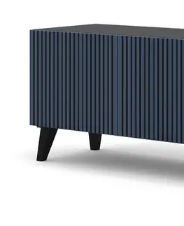 ARTBm TV stolík RAVENNA F 4D 200  | čierna matná / modrá Prevedenie: Čierny mat /modrá / zlaté plastové nohy