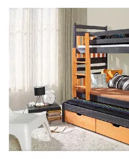 ArtBed Detská poschodová posteľ  s prístelkou SAMBOR Prevedenie: Morenie - Akryl
