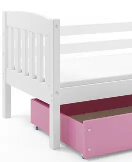 BMS Detská posteľ KUBUŠ 1 s úložným priestorom| biela Farba: biela / zelená, Rozmer.: 190 x 80 cm