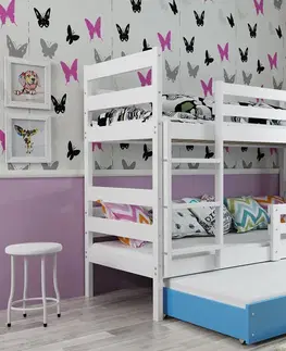 BMS Detská poschodová posteľ s prístelkou ERYK 3 | biela Farba: Biela / biela, Rozmer.: 190 x 80 cm