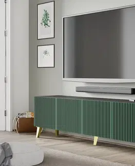 ARTBm TV stolík RAVENNA F 4D 200  | čierna matná / zelená Prevedenie: Čierny mat / zelená / čierna kovová podnož