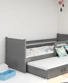BMS Detská posteľ s prístelkou RICO 2 | sivá 90 x 200 cm Farba: Modrá
