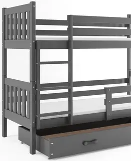 BMS Poschodová detská posteľ CARINO | 80 x 190 cm Farba: Sivá / sivá