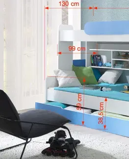 ArtBed Detská poschodová posteľ SEGAN Farba: Modrá