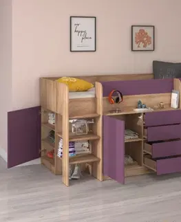 ARTBm Detská vyvýšená posteľ SMILE | ľavá farebné prevedenie: grafit / biela