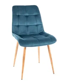 Signal Jedálenská stolička CHIC D VELVET | drevené nohy Farba: Zelená / Bluvel 78