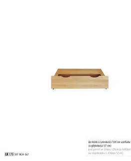 Drewmax Úložný box pod posteľ - masív LK170 / buk Morenie: Buk bielený