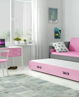 BMS Detská posteľ s prístelkou DAWID | sivá 80 x 190 cm Farba: Biela