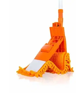 BRILANZ Mop plochý ženilkový s teleskopickou tyčou 120 cm, oranžový 
