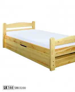 Drewmax Jednolôžková posteľ - masív LK144| 90 cm borovica Morenie: Jelša