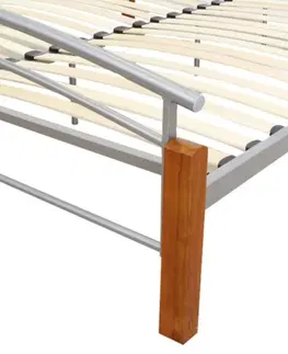 Tempo Kondela Manželská posteľ MIRELA MIRELA: Manželská posteľ / strieborný kov / prírodné drevo-jelša / 160 x 200 cm