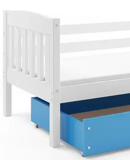 BMS Detská posteľ KUBUŠ 1 s úložným priestorom| biela Farba: biela / ružová, Rozmer.: 160 x 80 cm