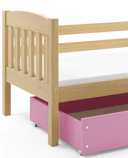 BMS Detská posteľ KUBUŠ 1 s úložným priestorom | borovica Farba: Borovica / zelená, Rozmer.: 200 x 90 cm