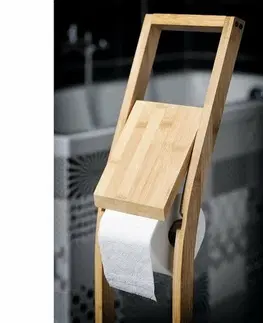 AQUALINE BI026 Bambus stojan s držiakom na toaletný papier a WC štětku, hranatý 
