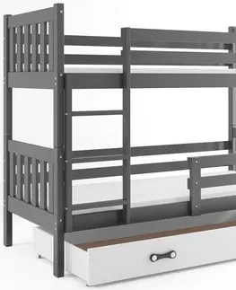 BMS Poschodová detská posteľ CARINO | 80 x 190 cm Farba: biela / sivá