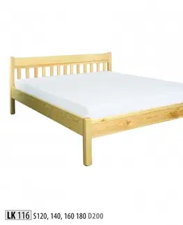 Drewmax Manželská posteľ - masív LK116 | 140 cm borovica Drevo: Borovica