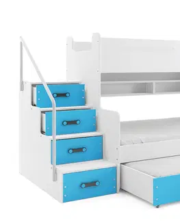 BMS Detská poschodová posteľ s prístelkou MAX 3 Farba: Ružová
