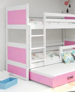 BMS Detská poschodová posteľ s prístelkou RICO 3 | biela 80 x 160 cm Farba: Biela