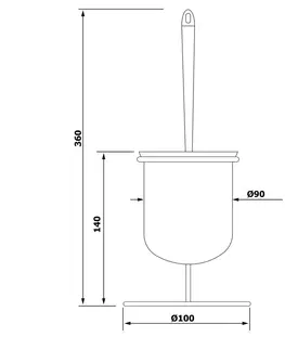 AQUALINE GA1304 Simple line WC štetka, strieborná