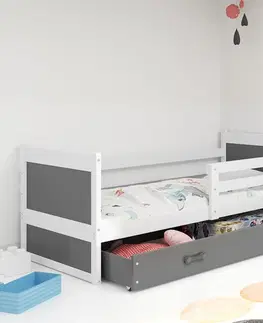 BMS Detská posteľ RICO 1 | biela 90 x 200 cm Farba: Modrá