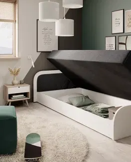 ArtElta Jednolôžková posteľ PARYS biela | 80 x 190 cm Farba: Ľavá / Sawana 21