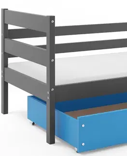 BMS Detská jednolôžková posteľ ERYK | sivá Farba: Sivá / Modrá, Rozmer.: 200 x 90 cm