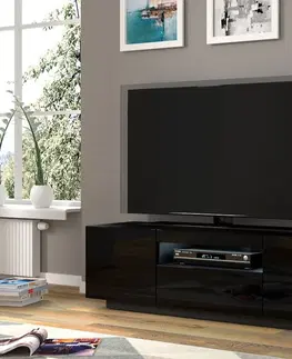 ARTBm TV stolík AURA 150 | čierny lesk Variant: s LED osvetlením