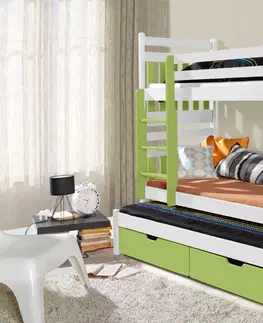 ArtBed Detská poschodová posteľ  s prístelkou SAMBOR Prevedenie: Morenie - Akryl