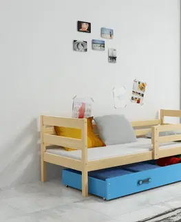 BMS Detská jednolôžková posteľ s úložným priestorom ERYK | borovica Farba: Borovica / ružová, Rozmer.: 190 x 80 cm